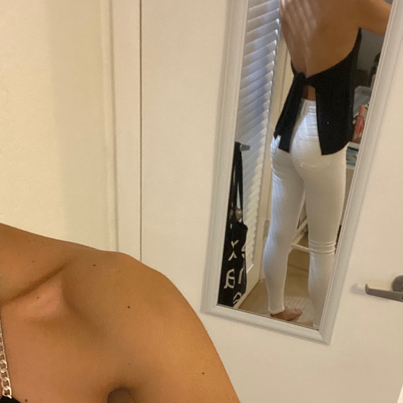 Black halter top, with silver chain strap - Picture 5 of 8